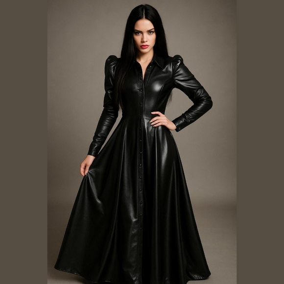 Nylon Apparel Faux Leather Maxi Dress – Made in USA - Picture 1 of 8